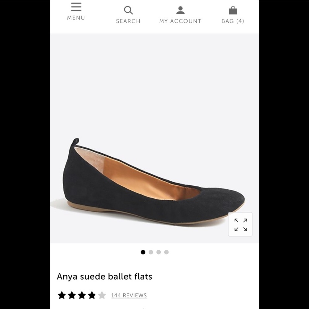 J. Crew Anya Suede Ballet Flats Black size 9